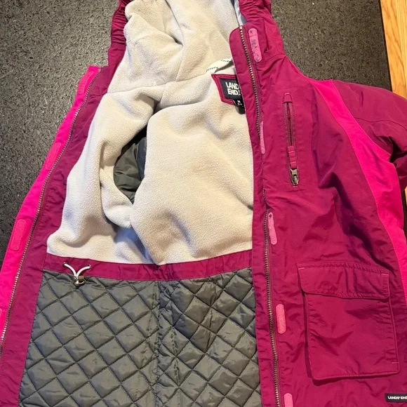 Kids' Waterproof Insulated Lands End Girls Fuchsia Winter Coat Size 10-12
